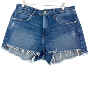 Good American 90s Denim Cut Off Shorts Medium Wash Size 14/32
